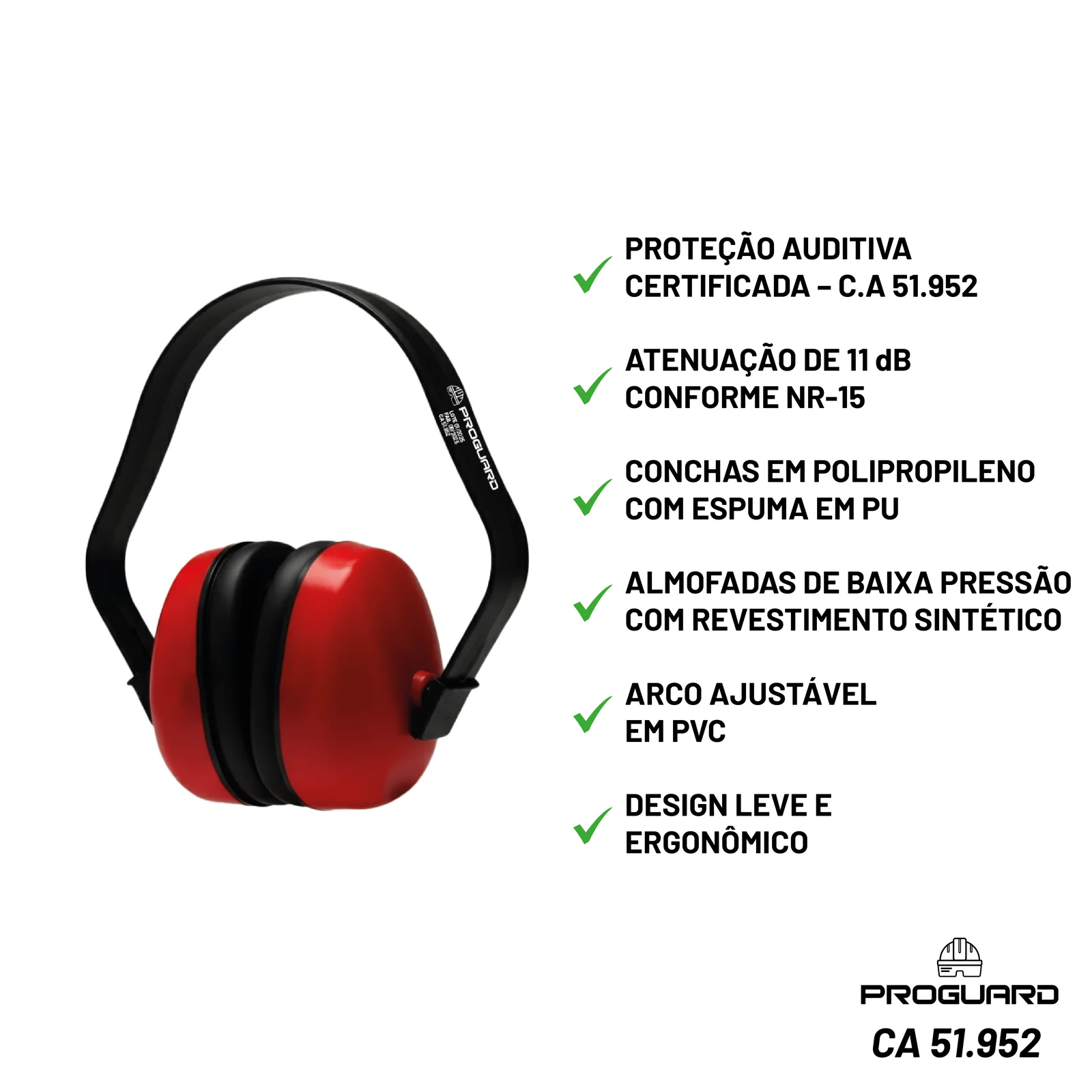 PROGUARD - Protetor Auditivo Tipo Concha 11dB JAGUAR - Detalhe